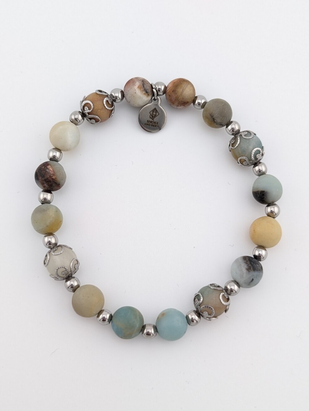 Amazonite Silver Accent Bracelet - Artisan Jewelry - D078 - Picture 3 of 5